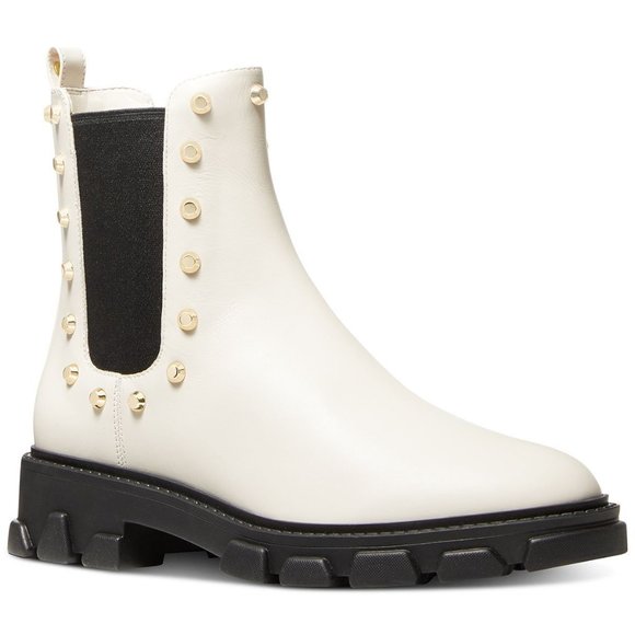 MICHAEL MICHAEL KORS Women's Ridley Studded Lug-Sole Chelsea Booties Light Cream - Picture 2 of 4